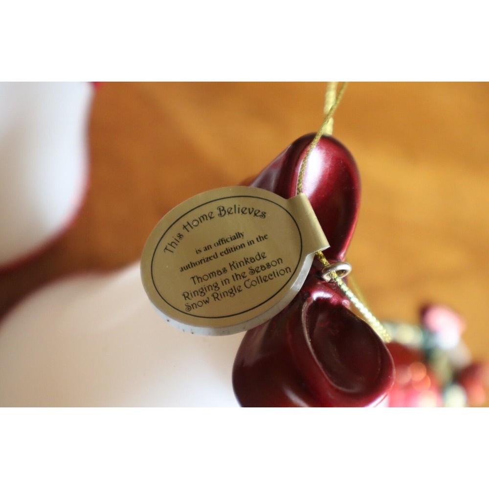 Thomas Kinkade Ringing in Holiday Christmas Bell Ornaments With Snowmen LOT#3 - Picture 9 of 13